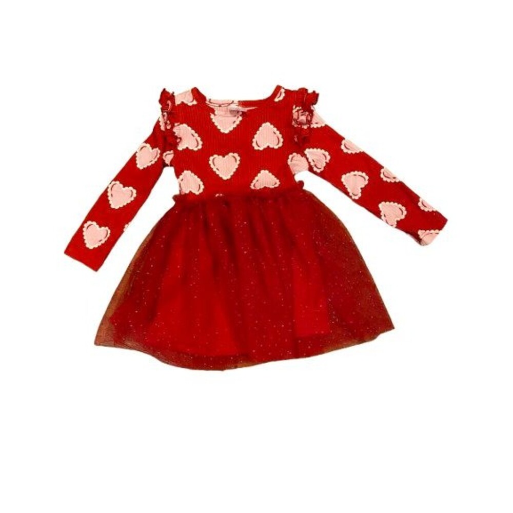 Girl's 18 Month Dress Long Sleeve Red hearts tutu Celebrate Pull-over